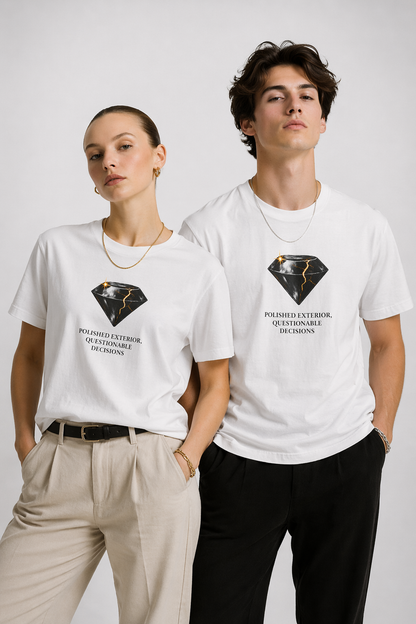 Diamond Graphic T-Shirt — "Polished Exterior, Questionable Decisions"