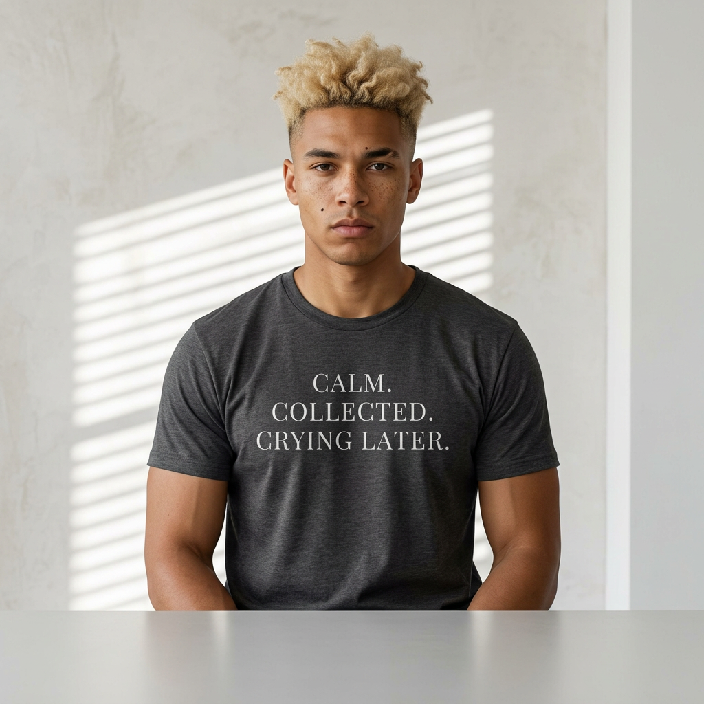 'Calm, Collected — Crying Later (Scheduled 7:30PM)' T-Shirt