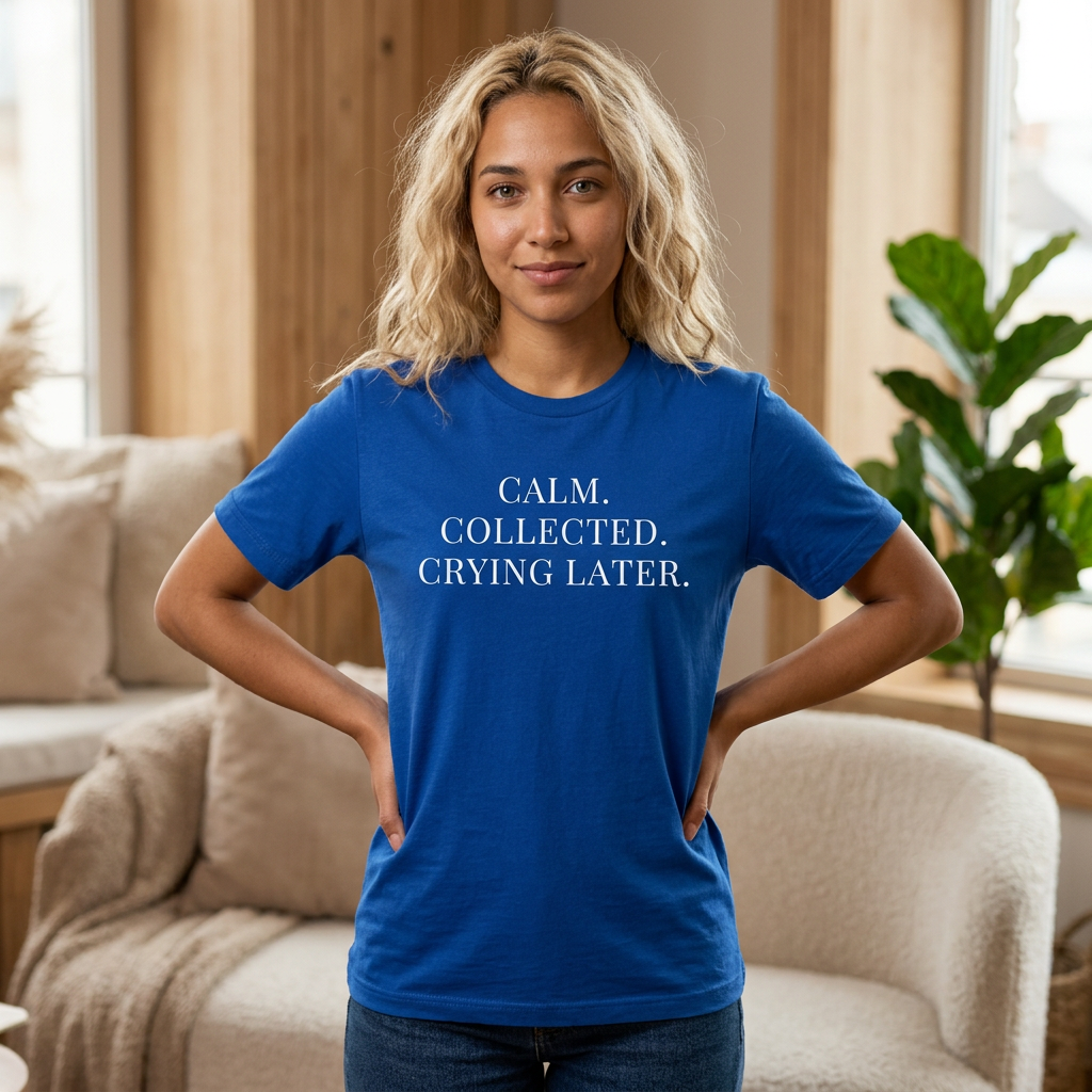 'Calm, Collected — Crying Later (Scheduled 7:30PM)' T-Shirt
