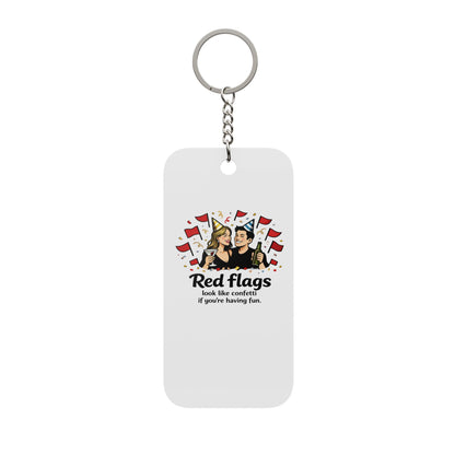 Red Flags Keychain Charm — Funny Retro Party Quote Double-Sided Keychain