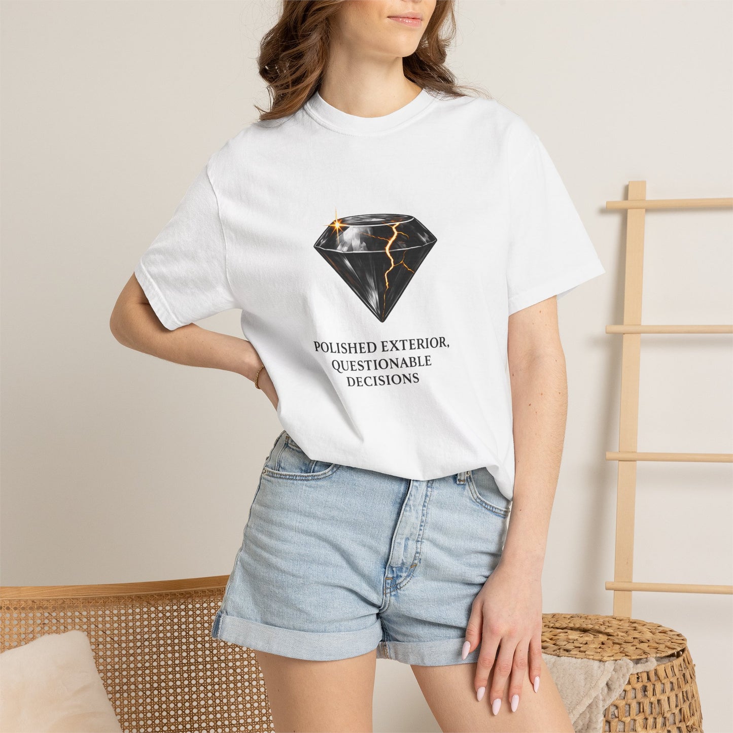 Diamond Graphic T-Shirt — "Polished Exterior, Questionable Decisions"